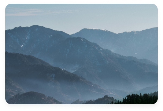 Snow hazy mountain range