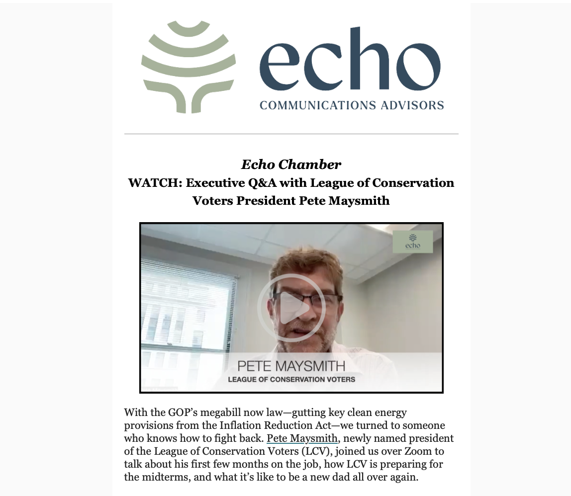 echo chamber newsletter pete maysmith