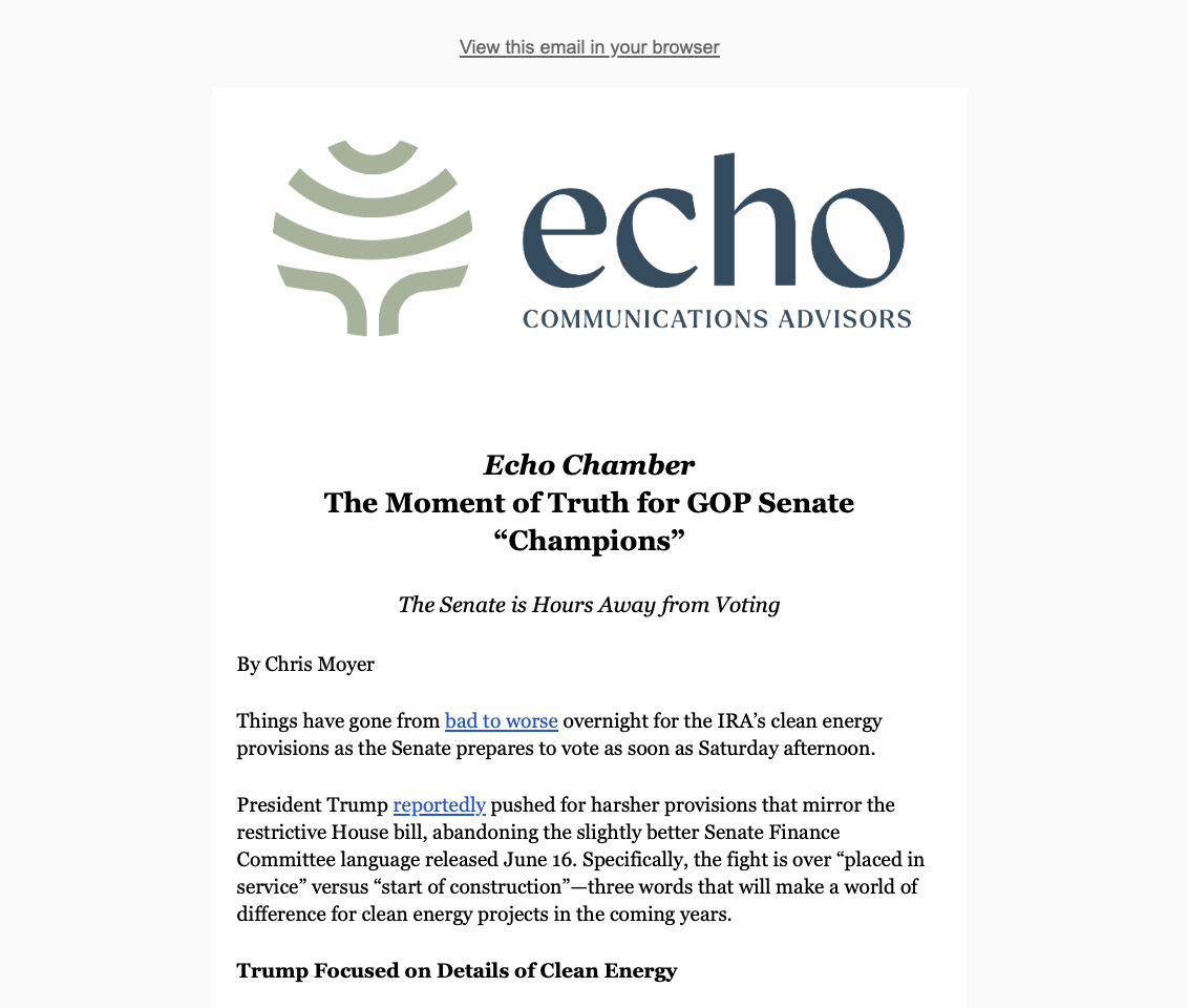 echo chamber newsletter moment of truth post