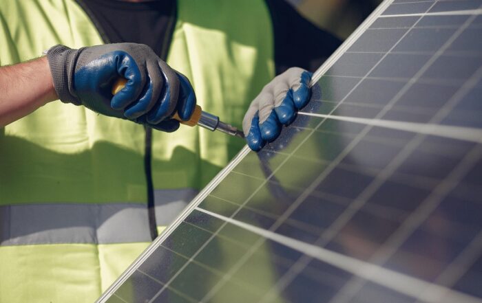 A solar panel being installed