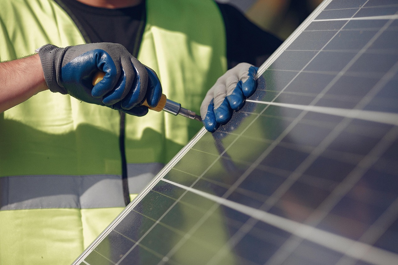 A solar panel being installed
